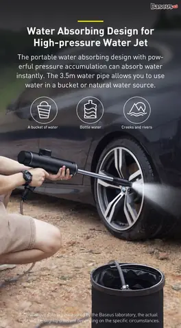 Hình Ảnh Chi Tiết Máy Phun Tăng Áp Rửa Xe Ô Tô Sử Dụng Pin Sạc Baseus Dual Power Portable Electric Car Wash Spray Nozzle