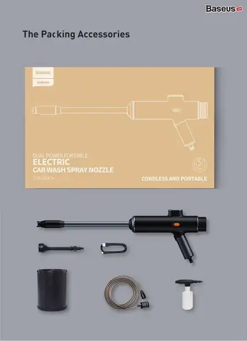 Hình Ảnh Chi Tiết Máy Phun Tăng Áp Rửa Xe Ô Tô Sử Dụng Pin Sạc Baseus Dual Power Portable Electric Car Wash Spray Nozzle