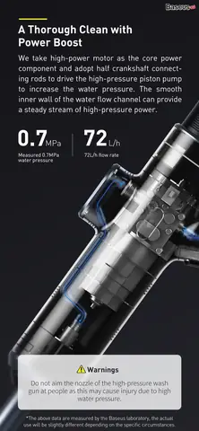 Hình Ảnh Chi Tiết Máy Phun Tăng Áp Rửa Xe Ô Tô Sử Dụng Pin Sạc Baseus Dual Power Portable Electric Car Wash Spray Nozzle