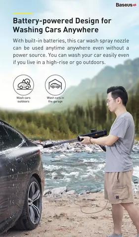 Hình Ảnh Chi Tiết Máy Phun Tăng Áp Rửa Xe Ô Tô Sử Dụng Pin Sạc Baseus Dual Power Portable Electric Car Wash Spray Nozzle