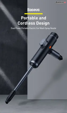 Hình Ảnh Chi Tiết Máy Phun Tăng Áp Rửa Xe Ô Tô Sử Dụng Pin Sạc Baseus Dual Power Portable Electric Car Wash Spray Nozzle