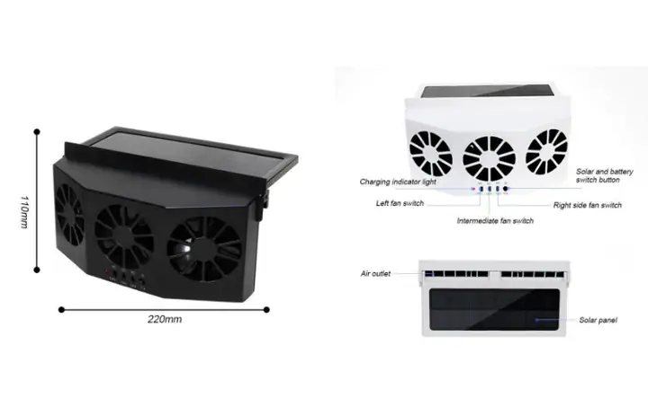 Quạt Thông Giố Năng Lượng Mặt Trời Xe Ô Tô