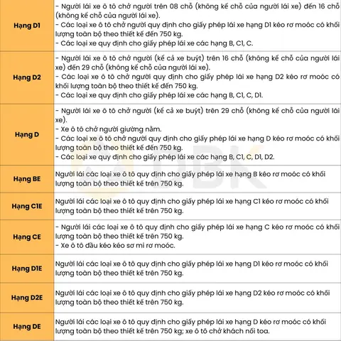 Phân Hạng Bằng Lái Xe 2025: