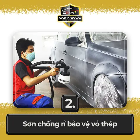 Bước 2 : Sơn Chống Rỉ Bảo Vệ Vỏ Thép.