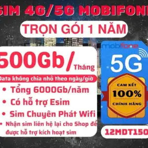 Sim 4g/5g Mobifone Siêu Data 500gb/tháng - Miễn Phí 12 Tháng