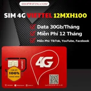 Sim 4g Viettel 1gb/ngày X 12 Tháng Free Tiktok, Youtube, Facebook, Messenger