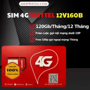 Sim Viettel V160b 4gb/ngày - Gói Cước 12 Tháng