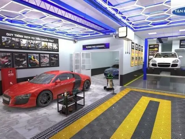 Thiết Kế Khu Vực Rửa Xe Rộng Rãi