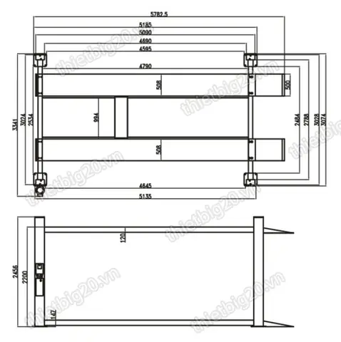 Cầu Nâng 4 Trụ Đỗ Xe Titano Ts-9 – 4 Tấn, 2200mm