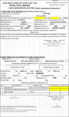 Bước Thứ 2thủ Tục Đăng Ký Xe Ô Tô.
