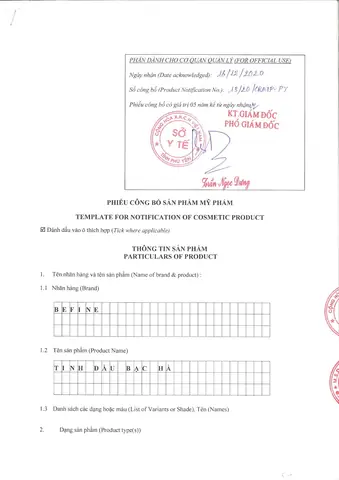 Thông Tin Sản Phẩm Tinh Dầu Bạc Hà Treo Xe Ô Tô Befine