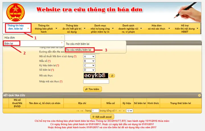 Tra Cứu Biên Lai Trên Website Của Tổng Cục Thuế