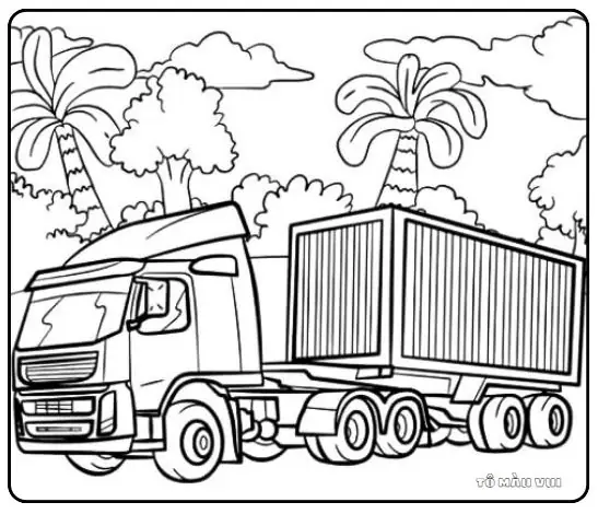 Bộ Sưu Tập Tranh Tô Màu Xe Container Cho Bé