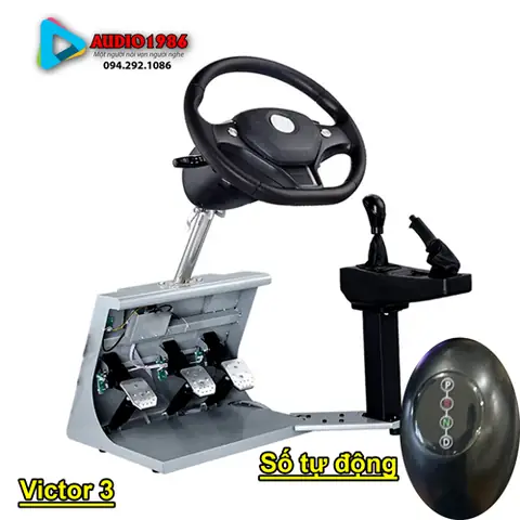 Vô Lăng Victor 3 Mặt D-cut Kèm Cần Số Tư Động D - P - N - Rquay 1080 Và 900 Độ Chân Đế To Chắc Chắn Chân Côn, Ga, Phanh, Kèm Tự Động Hộp Số Tự Động D - P - N - R Lùi Tập Lái Xe Học Lái Xe Chơi Game Mô Phỏng Tại Nhà Bổ Túc Lái Xe Thi Sa Hình Hạng B1, B2, C D.... Chơi Trên Pc, Laptop Máy Tính, Đưa Lên Tivi Để Chơi Như Đang Lái Ô Tô Thật