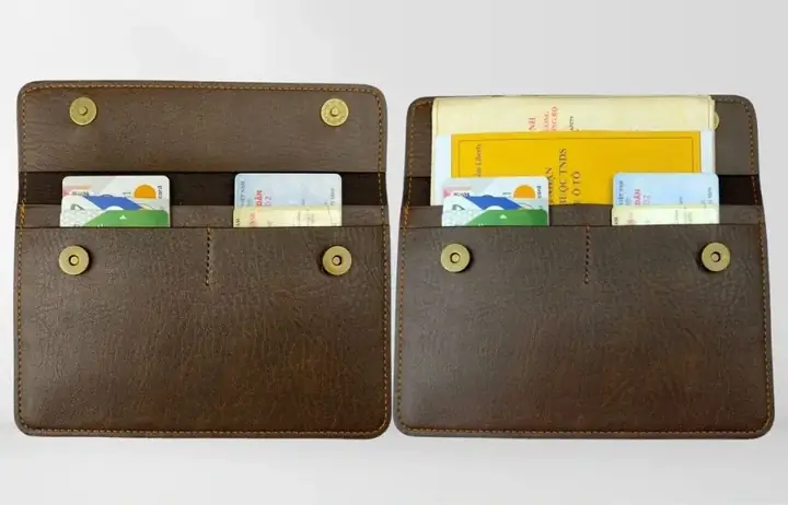 Ví Da Đựng Giấy Tờ Ô Tô 2 Ngăn Có Khoá Cài