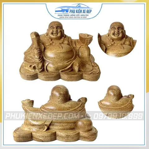 Tượng Gỗ Di Lặc Gỗ Xá Xị Trên Ô Tô Được Làm Bằng Cách Loại Gỗ Quý