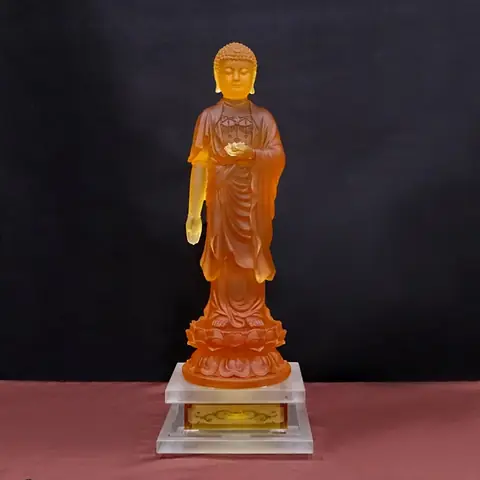 Tượng A Di Đà Đứng, Bằng Lưu Ly, Kích Thước 48x16x16cm