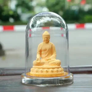 Tượng Để Xe Hình Phật A Di Đà Ngồi, Nhung Vàng Kim Sa, Cao 11cm