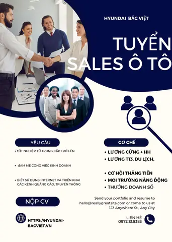 Hyundai Bắc Việt Tuyển Nhân Viên Bán Xe Ô Tô