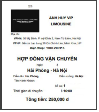 Vé Đậu Xe Ô Tô Có Kê Thuế