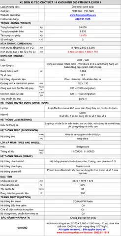 Xe Ô Tô Bồn Nước 14m3