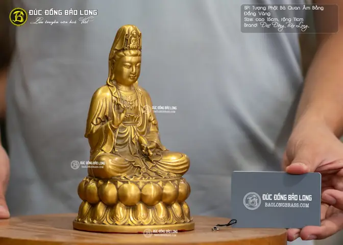 Tượng Phật Bà Quan Âm Bằng Đồng Vàng Cao 15cm Thích Hợp Với Không Gian Nào?