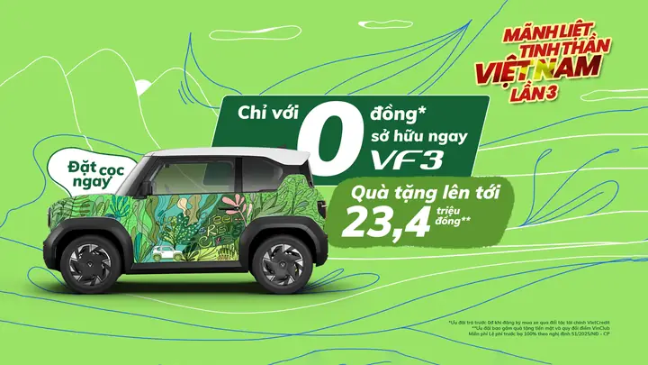Äáº·t Cá»c Mua Xe Ã´ Tã´ Äiá»n Vinfast Vf3 Táº¡i Vinfast Nam Thã¡i Bã¬nh Dæ°æ¡ng Vá»i Thá»§ Tá»¥c Äæ¡n Giáº£n, Nhanh Chã³ng, Thuáº­n Tiá»n Vã Nháº­n Ngay Cã¡c Chã­nh Sã¡ch Æ°u Äã£i Thanh Toã¡n Háº¥p Dáº«n.