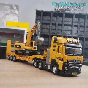 Mô Hình Tĩnh Diecast Xe Ô Tô Tải Excavator Transport Truck Vận Chuyển Máy Xúc Tỷ Lệ 1:32 , Đồ Chơi Xe Oto Thu Nhỏ