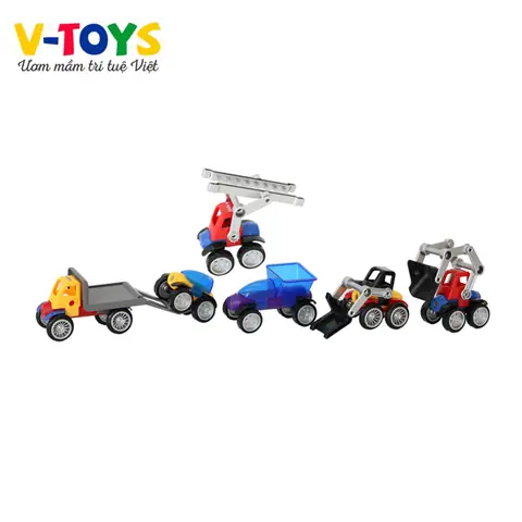 Chi Tiết Sản Phẩm Xe Cứu Hỏa Đồ Chơi Lắp Ghép Cho Trẻ Em Trên 3 Tuổi Trong Bộ Magnetic Blocks Car