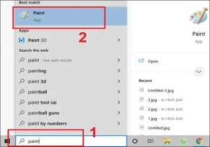 Cách 1: Mở Paint Bằng Cách Tìm Kiếm