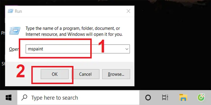 Cách 3: Mở Paint Thông Qua Hộp Thoại Run