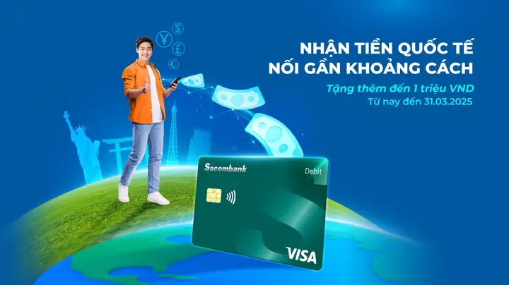 Tặng Đến 1 Triệu Khi Nhận Kiều Hối Qua Thẻ Sacombank Visa