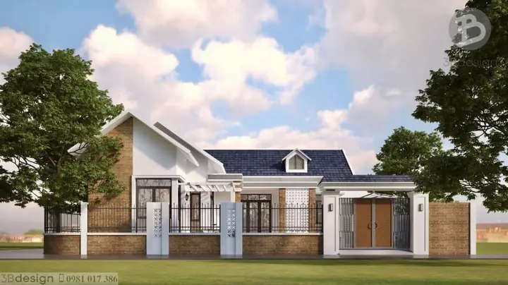 Mẫu Thiết Kế Biệt Thự Có Gara Ô Tô Trong Sân Đẹp