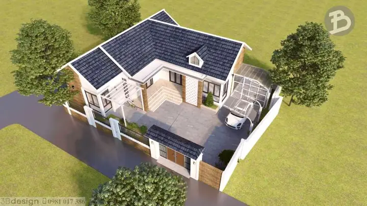 Mẫu Thiết Kế Biệt Thự Có Gara Ô Tô Trong Sân Đẹp