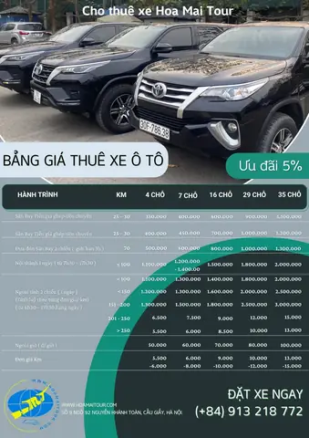 Bảng Giá Thuê Xe Ô Tô - Thuê Xe Hoa Mai