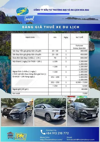 Bảng Giá Cước Xe 7 Chỗ Thuê Bao Theo Tháng