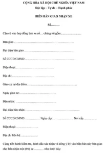 Mẫu Biên Bản Bàn Giao Xe Ô Tô 2025