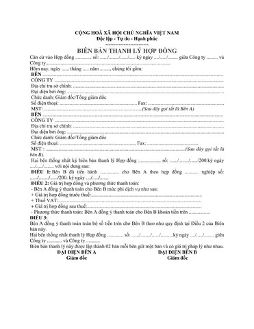 Thanh Lý Hợp Đồng