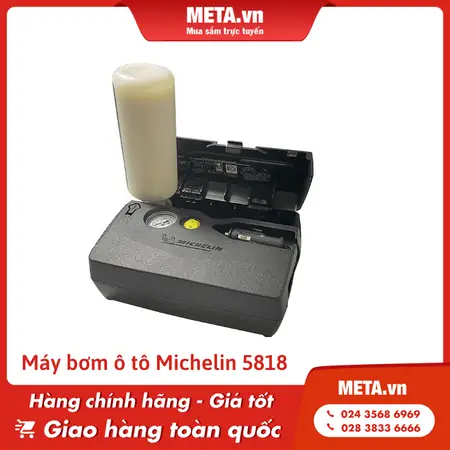 Máy Bơm Ô Tô, Xe Máy Kèm Vá Lốp Xe Khẩn Cấp 12v Michelin 5818