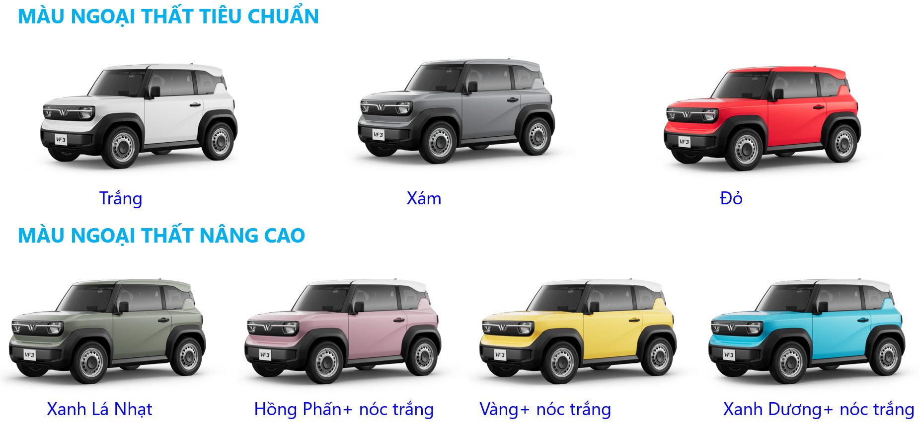 Màu Ngoại Thất VinFast VF 3: Lựa Chọn Nào Phù Hợp Với Bạn?