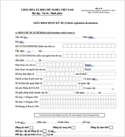 Điền Thông Tin Vào Phần Chủ Xe Tự Kê Khai
