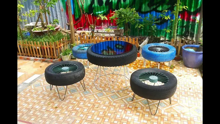 Làm Bàn Cafe Từ Lớp Xe