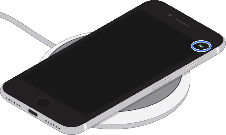 Iphone Đang Sạc Không Dây, Trên Màn Hình Là Biểu Tượng Đang Sạc.