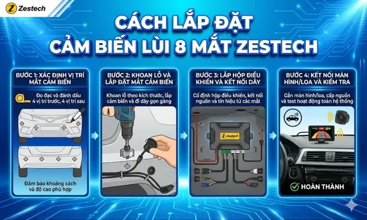 Cách Lắp Đặt Cảm Biến Lùi Cho Xe Ô Tô