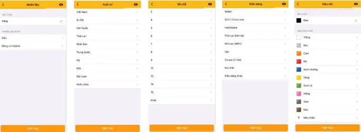 Bước 9: Nhập Các Thông Số Của Xe.