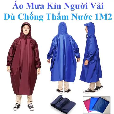 Áo Mưa Vải Dù Xẻ Tà Cánh Dơi 1m4 Siêu Bền