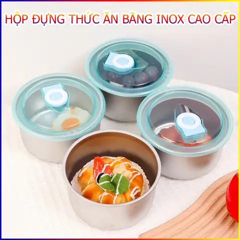 Hộp Lạnh Inox 304 Loại Tròn Đựng Thức Ăn Chịu Nhiệt Tốt 11x6.5cm