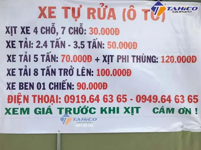 Bảng Giá Rửa Xe Ô Tô Theo Số Chỗ Ngồi