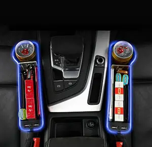 Khay Đựng Đồ Khe Ghế Ô Tô Có Đèn, Có 2 Cổng Usb Sạc Nhanh