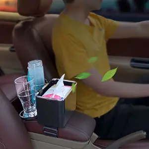 Hộp Đựng Khăn Giấy, Đựng Cốc Gắn Hộp Tỳ Tay Ô Tô